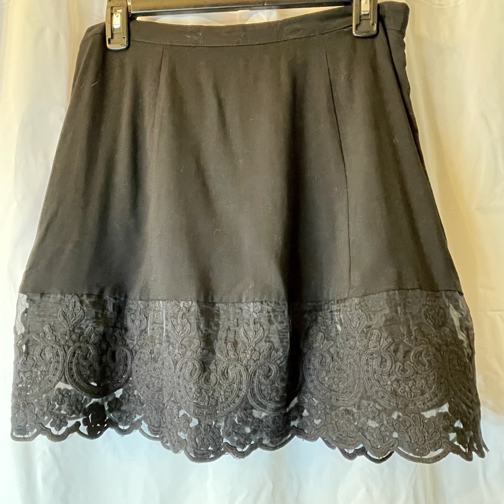 Urban Love Women Sz‎ L Mini A-Line Skirt Black Floral Lace Lined Romantic Boho
